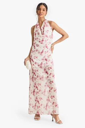 Boohoo Crinkle Chiffon Cowl Neck Maxi Dress - - 10