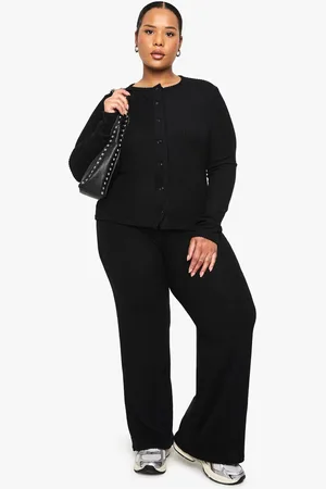 Boohoo Plus Soft Rib Cardigan And Elasticated Trouser Set - - 16