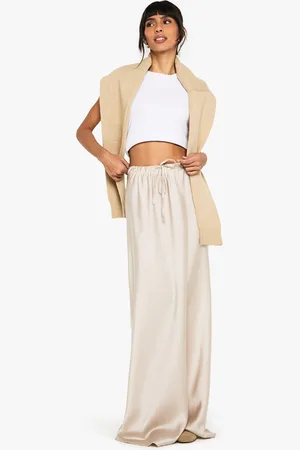 Boohoo Satin Drawcord Maxi Slip Skirt - - 6