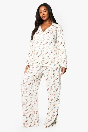 Boohoo Plus Cowboy Print Shirt And Pj Trouser - - 16