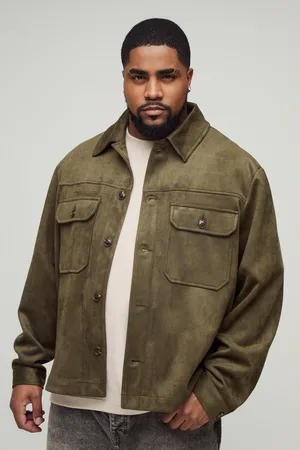 Boohoo Plus Bonded Faux Suede Cargo Oversized Overshirt - - XXXL