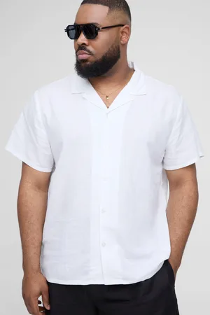 Boohoo Plus Regular Fit Short Sleeve Linen Shirt - - XXXL