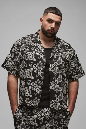 Boohoo Plus Paisley Embroidered Oversized Shirt - - XXXL