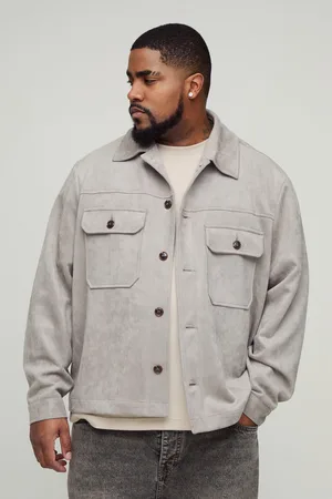 Boohoo Plus Bonded Faux Suede Cargo Oversized Overshirt - - XXXL