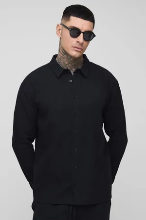 Boohoo Tall Linen Oversized Long Sleeve Shirt - - S