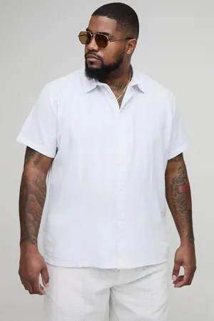 Boohoo Plus Linen Regular Fit Short Sleeve Shirt - - XXXL