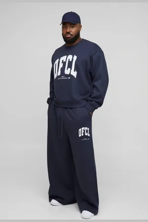 Boohoo Plus Ofcl Boxy Distressed Applique Sweater & Extreme Wide Leg Jogger Tracksuit - - 2XL