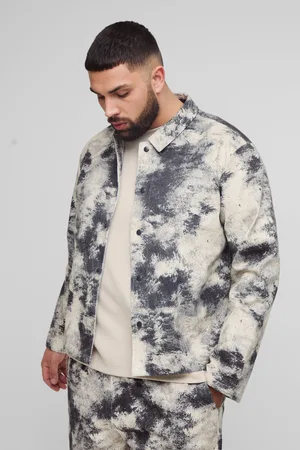 Boohoo Plus Abstract Printed Twill Oversized Shirt - - XXXL