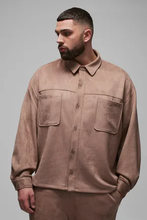 Boohoo Plus Faux Suede Oversized Shirt - - XXXL