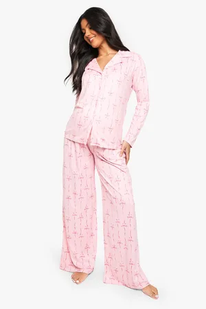 Boohoo Maternity Bow Print Short Sleeve Shirt And Short - 16