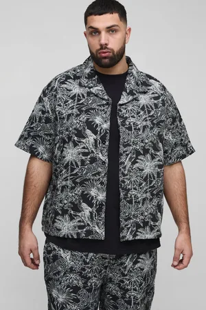 Boohoo Plus Tropical Tapestry Oversized Revere Shirt - - XXXL