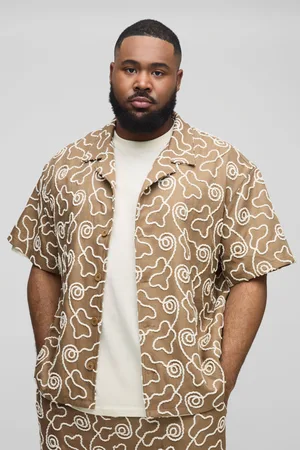 Boohoo Plus All Over Embroidery Oversized Shirt - - XXXL