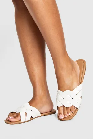 Boohoo Wide Fit Woven Strap Sliders - - 5