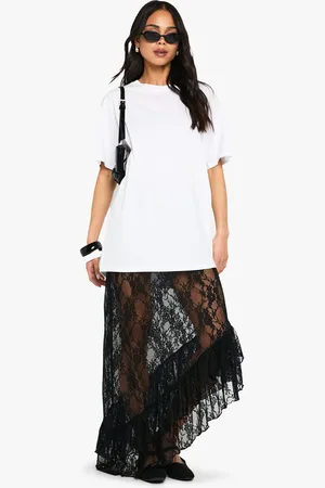 Boohoo Lace Maxi Skirt With Tiered Hem - - 6