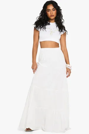 Boohoo Tiered Cotton Poplin Maxi Skirt - - 8