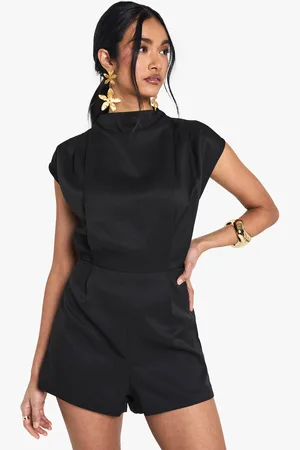 Boohoo Tailored High Neck Cap Sleeve Playsuit - - 8