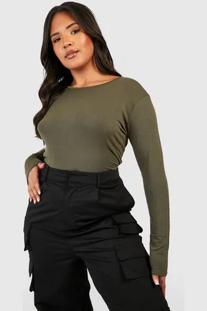 Boohoo Plus Basic Scoop Neck Long Sleeve T-Shirt - - 26