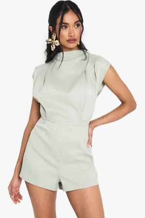 Boohoo Tailored High Neck Cap Sleeve Playsuit - - 8