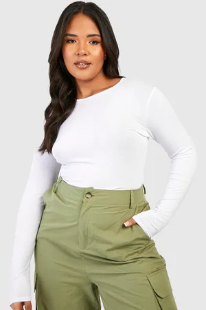Boohoo Plus Basic Scoop Neck Long Sleeve T-Shirt - - 16