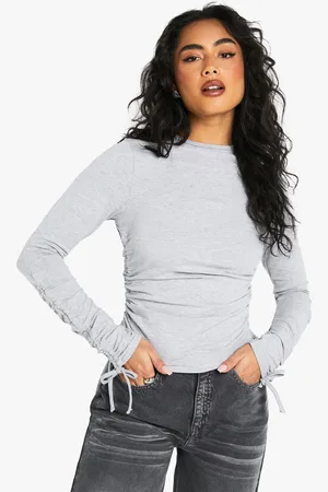 Boohoo Jersey Ruched Side Long Sleeve Tshirt - - 6