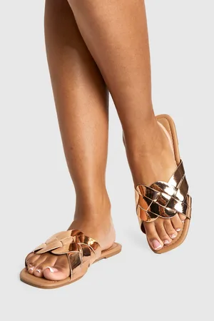 Boohoo Wide Fit Woven Strap Sliders - - 5