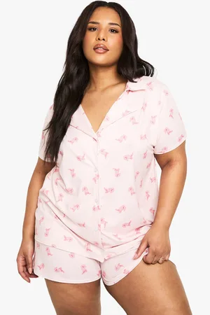 Boohoo Plus Cowboy Print Shirt And Short Set - - 16