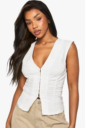 Boohoo Bengaline Ruched Sleeveless Hook & Eye Top - - 16
