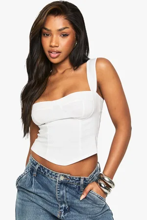 Boohoo Bengaline Cup Detail Corset Top - - 10