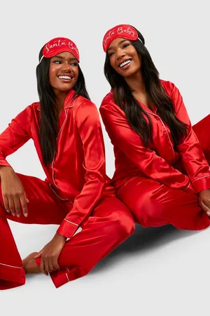 Boohoo Christmas Santa Baby Satin Pj And Mask Set - - 10