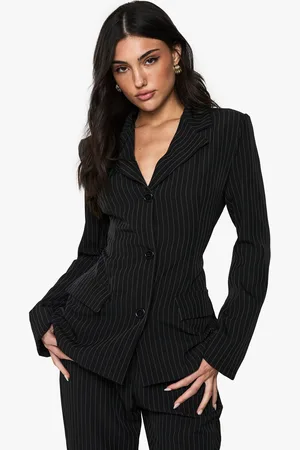 Boohoo Pinstripe Structured Tailored Blazer - - 12