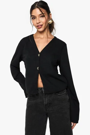 Boohoo Textured Button Front Cardigan - - 6