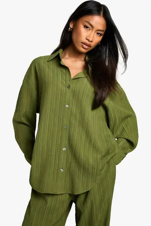 Boohoo Woven Crinkle Textured Shirt - - 6