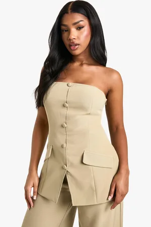 Boohoo Woven Tailored Bandeau Longline Waistcoat - - 8