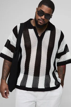 Boohoo Plus Boxy Oversized Stripe Knit Polo - - 2XL
