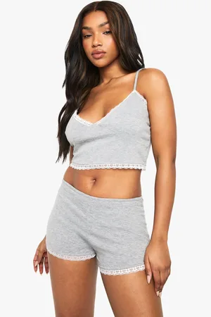 Boohoo Lace Trim Jersey Cami & Shorts Pyjama Set - - 6