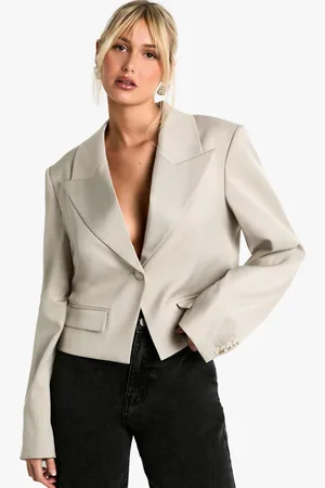 Boohoo Oversized Lapel Asymmetric Cropped Blazer - - 8