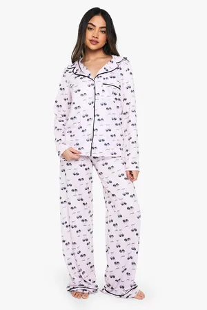 Boohoo Cherry Print Piping Detail Long Sleeved Shirt & Trousers Pyjama Set - - 6