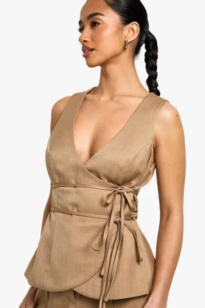Boohoo Petite Linen Look Waistcoat - - 6