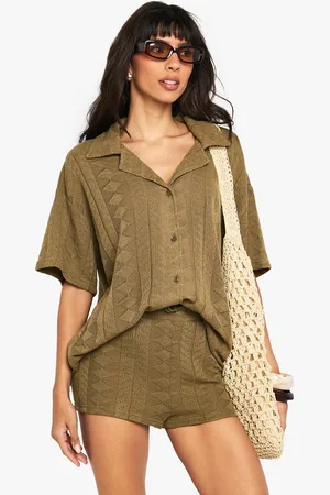 Boohoo Mix And Match Crochet Textured Patterned Knitted Shirt - - 10