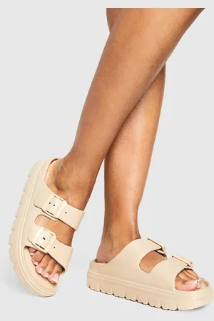 Boohoo Wide Fit Double Strap Buckle Sliders - - 5