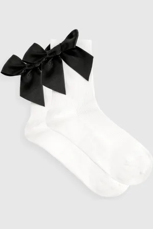 Boohoo Oversized Bow Detail Socks - - ONE SIZE