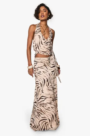 Boohoo Tall Animal Print Maxi Skirt - - 14