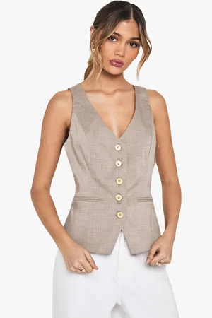 Boohoo Wooden Button Fitted Tailored Waistcoat - - 8