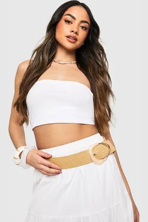 Boohoo Gemstone Buckle Raffia Belt - - ONE SIZE