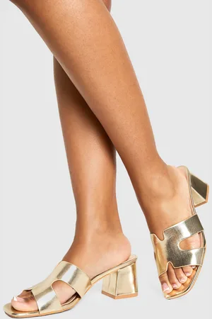 Boohoo Cut Out Low Block Heeled Mules - - 5