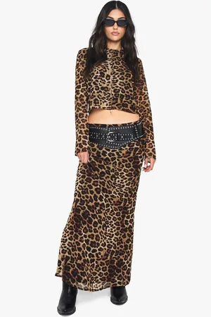 Boohoo Leopard Print Woven Maxi Skirt - - 6