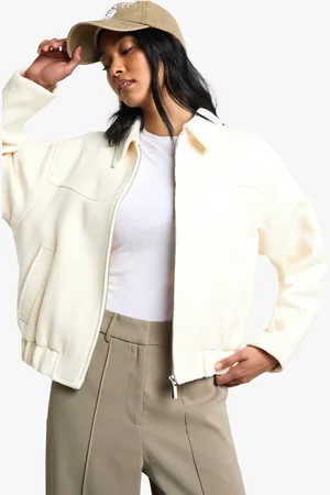 Boohoo Textured Wool Look Bomber Jacket - - 8