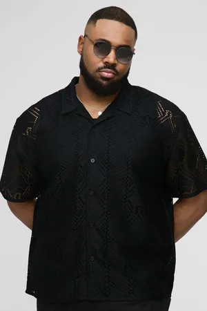 Boohoo Plus Oversized Official Homme Embroidered Crochet Shirt - - XXXL