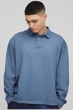 Boohoo Oversized Boxy Long Sleeve Wash Polo - - S