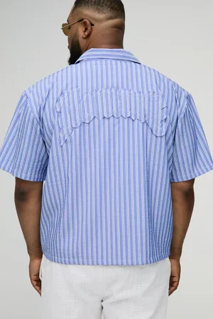 Boohoo Plus Oversized Boxy 3D Applique Homme Stripe Shirt - - XXXL